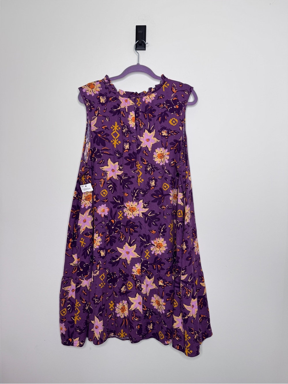 Sonoma Purple Floral V-Neck Tiered Mini Dress - Picture 3 of 7
